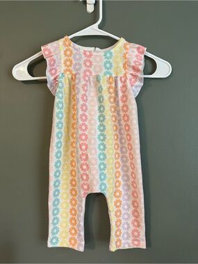 Pastel Floral Stripe Baby Romper - Multicolor